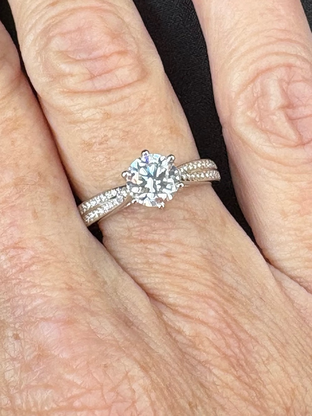 1 Carat BiBi Moissanite Engagement Ring With Pave’ Accent Stones Sterling Silver